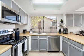 Microwave, oven, stovetop, dishwasher