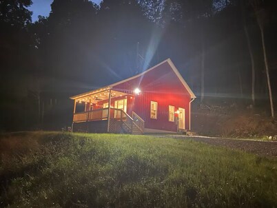Little Red Cabin on 60 Acres with private National Forest Access, pond, fire pit