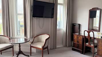 In-room safe, desk, laptop workspace, iron/ironing board