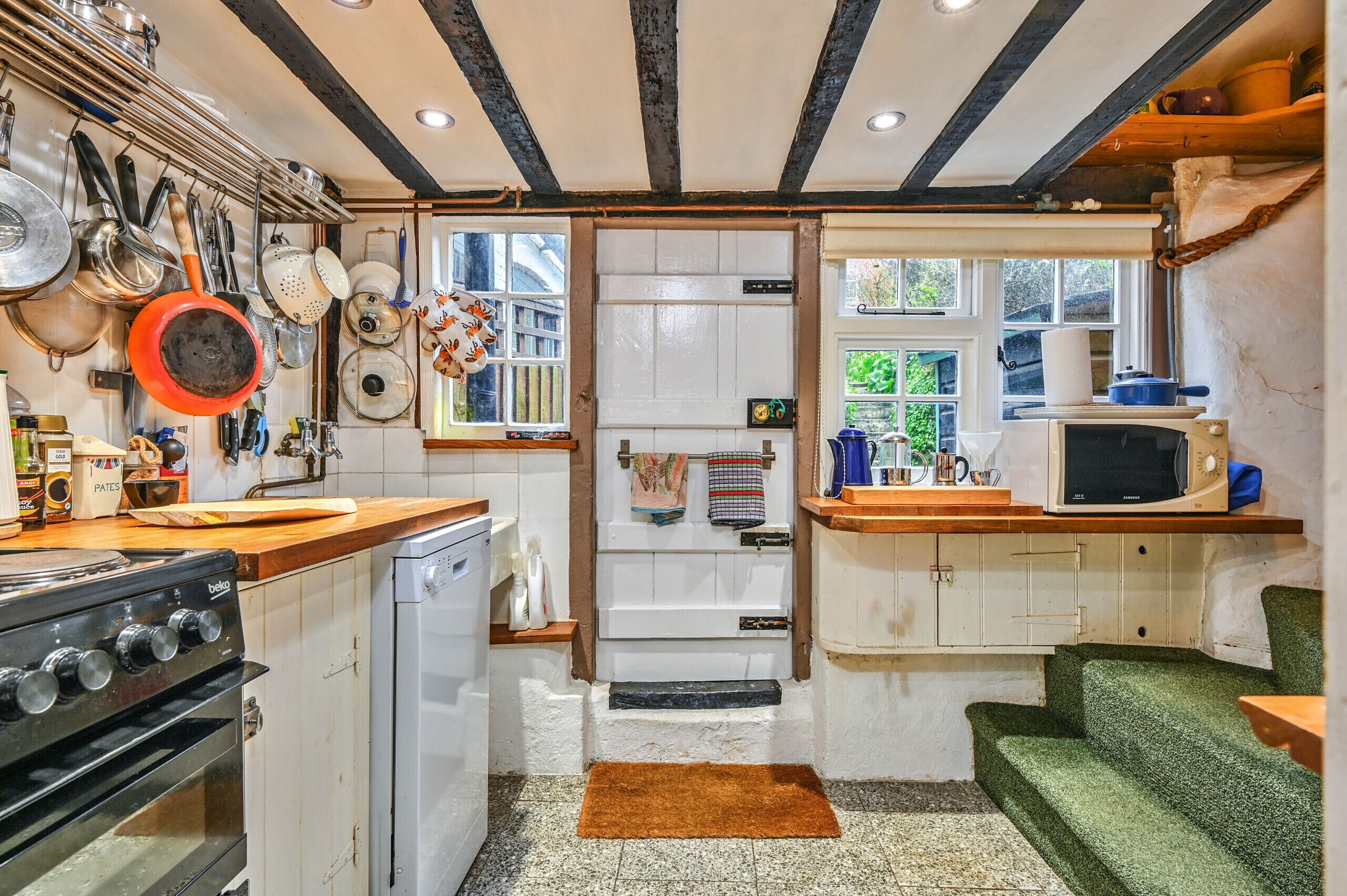 Fridge, microwave, oven, electric kettle