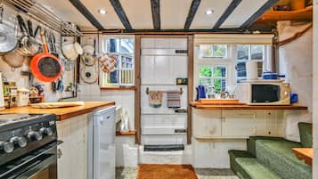 Fridge, microwave, oven, electric kettle