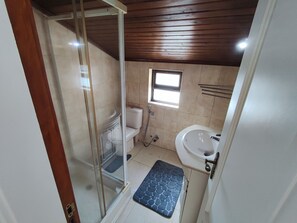 Regadera, bidet, toallas 