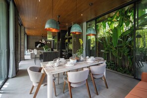 Deluxe Villa, 4 Bedrooms, Private Pool, Park View | Living area | Flat-screen TV - Kelapa Luxury Villa (Sukawati)