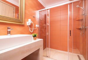 Shower, eco-friendly toiletries, hair dryer, towels - Astarte Villas - The Serene Retreat  Ocean Pool Villa with Private Pool (RV6F+96F Planos, Greece)