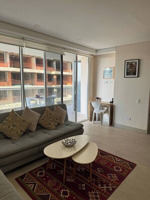Apartment, 1 Bedroom, Accessible, Balcony | Living room - Cartagena Cielo Mar Apartment Steps From the Beach (Cartagena)