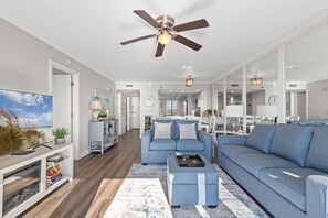 Smart TV, books - Unit 403 | Gulf-Front 2BR with Balcony • Newly Remodeled & VIP Beach Service (Panama City Beach)