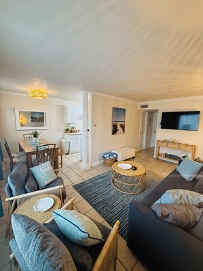 Living area - Sandy Toes & Salty Air: 2BR Modern Condo Steps from the Surf (Virginia Beach)