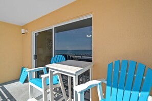 Terrace/patio - Beach Service! Beach Front! Sandy Shores 208 - Beachfront Bliss with Free Activities & Pool (Fort Walton Beach)