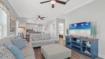 House | Living area | 65-inch Smart TV with digital channels, Netflix, Hulu