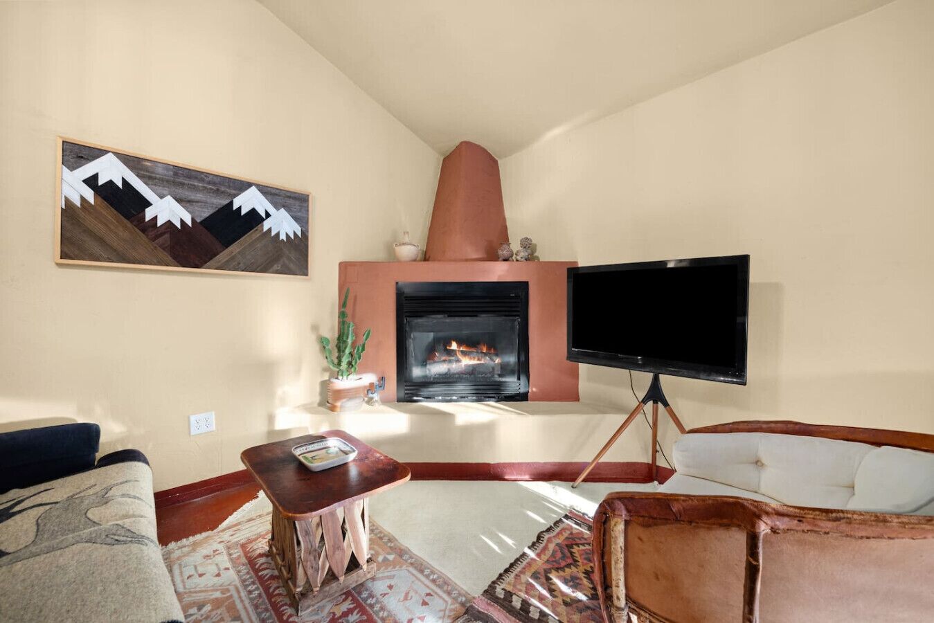 TV, fireplace