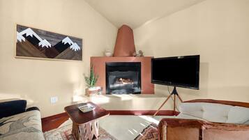 TV, fireplace