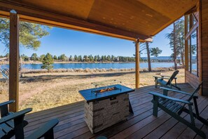 Terrace/patio - Lakefront! Unique 3 Bdrm Pagosa Springs Home! (Pagosa Springs)