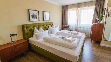 Standard Apartment | Laptop workspace, blackout drapes, iron/ironing board, free WiFi