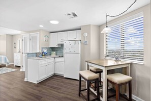 Fridge, microwave, stovetop, toaster