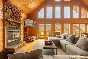 Smart TV, fireplace, DVD player, foosball