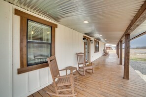 Terrace/patio - Porch + Fire Pit: Ranch Retreat in Blue Ridge! (Blue Ridge)