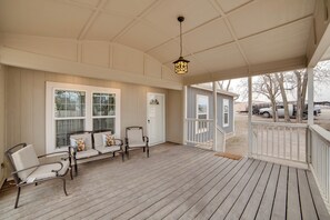 Terrace/patio - Steps to WES Arena: Pet-Friendly Cabin w/ Deck! (Blue Ridge)