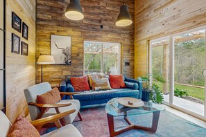 TV - Mountain view home with a large patio and private hot tub | fire-pit | gas grill (Sylva)