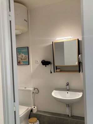 Hårtork, handdukar, tvål och toalettpapper