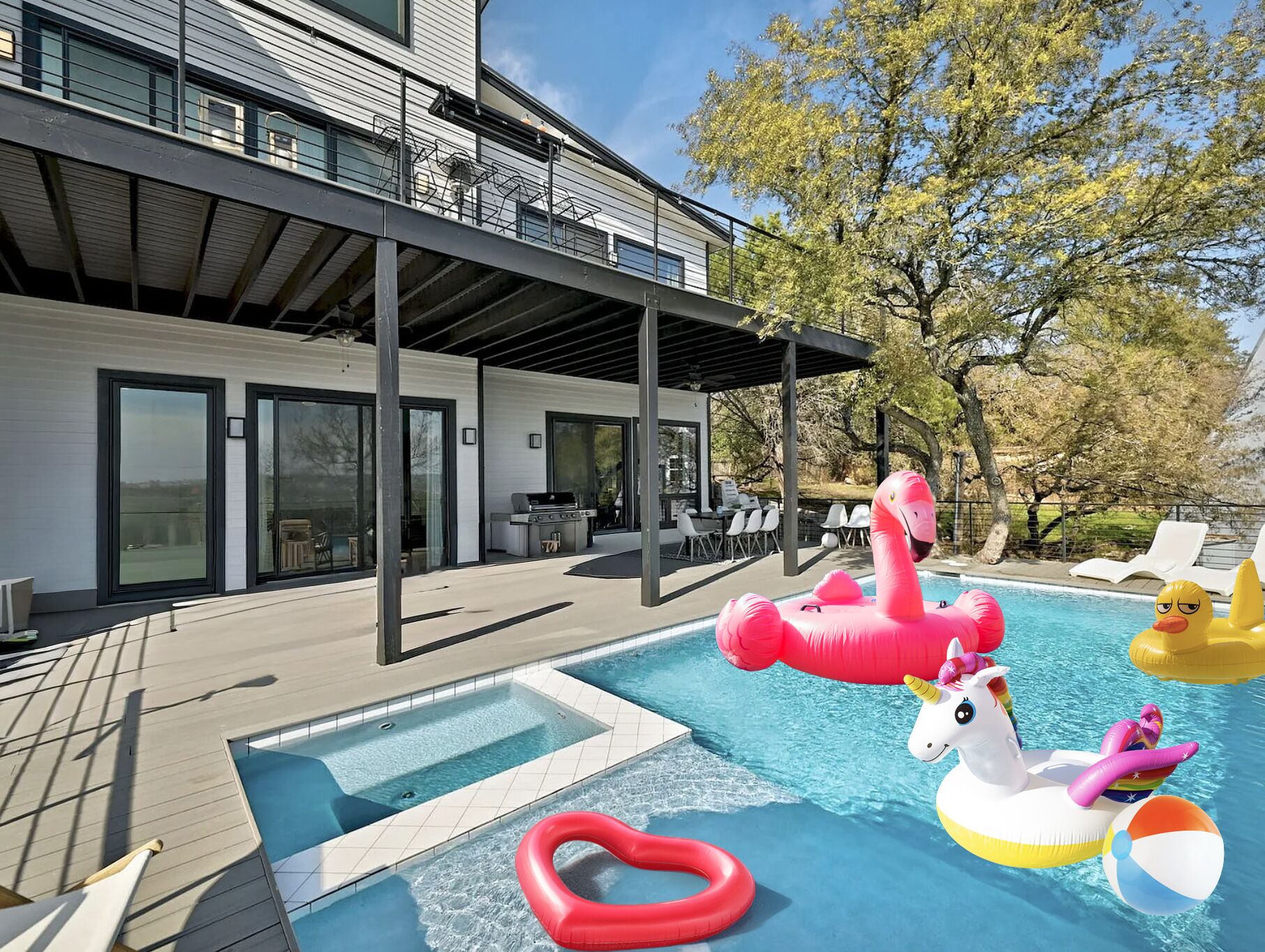 Piscine extérieure, piscine chauffée