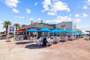Outdoor dining - GULF-FRONT w/ Private Beach! Private Pool, Hot Tub! Sleeps 24! (Rosemary Beach)