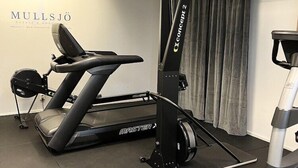 A gym with a treadmill, a stationary bike, and a rowing machine. - Hotel Mullsjö (Mullsjö)