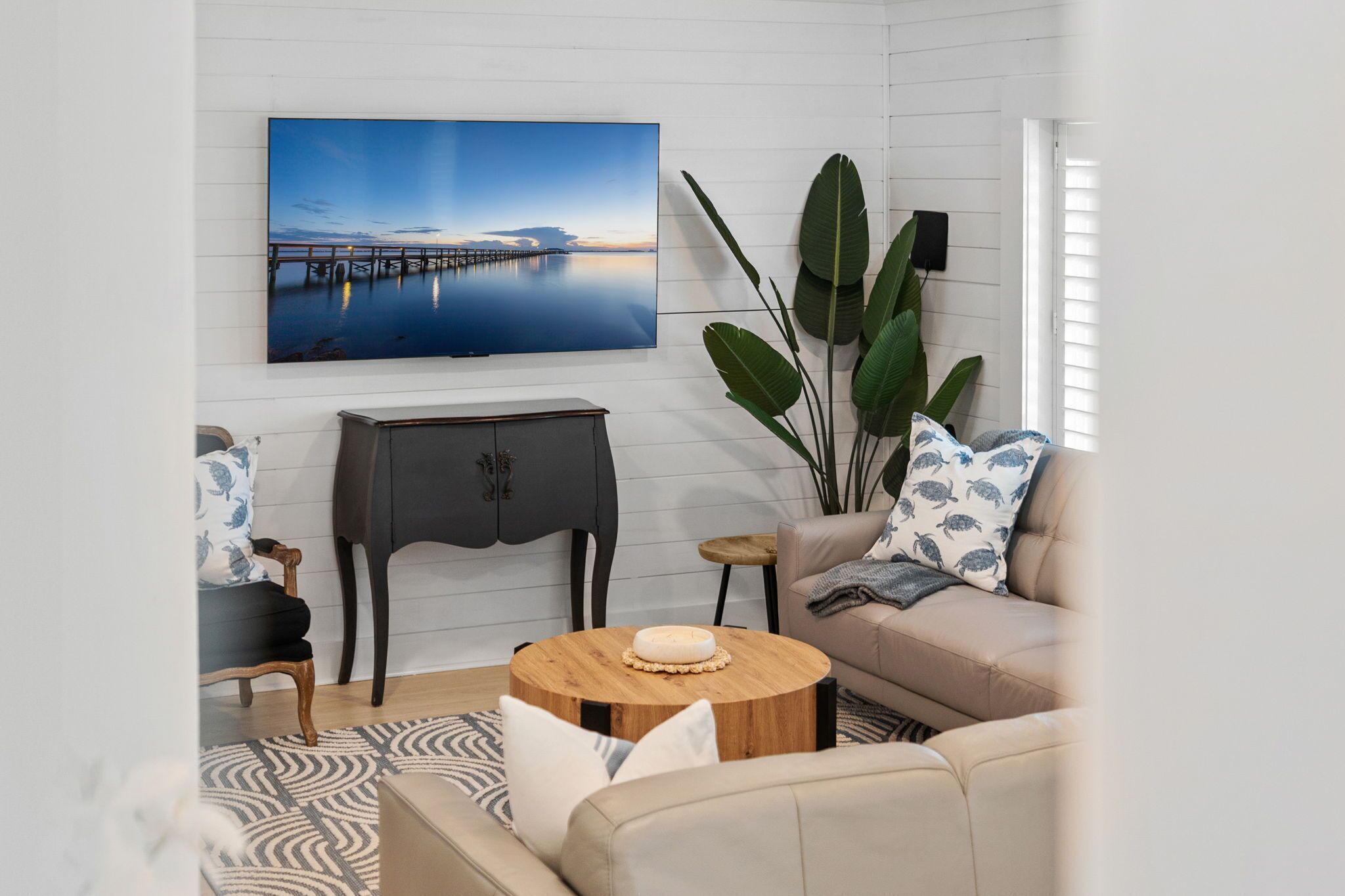 Coastal decor throughout
