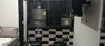 Studio apartment with bedroom, kitchen, and bathroom, comfortable and cozy, independent.