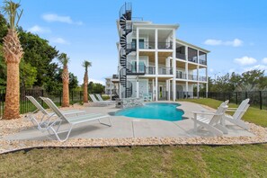 A heated pool - "Once Upon a Tide" a 4 Bedroom, 4.5 Bathroom, ICW Home, with a Private Pool, Elevator, and Dock (Holden Beach)