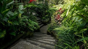 A stone staircase surrounded by lush greenery and tropical plants. - Sakti Garden Resort and Spa (Ubud)