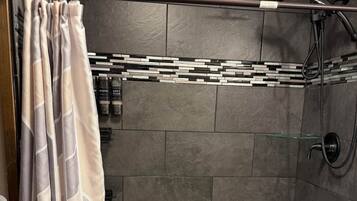 Shower, towels, toilet paper