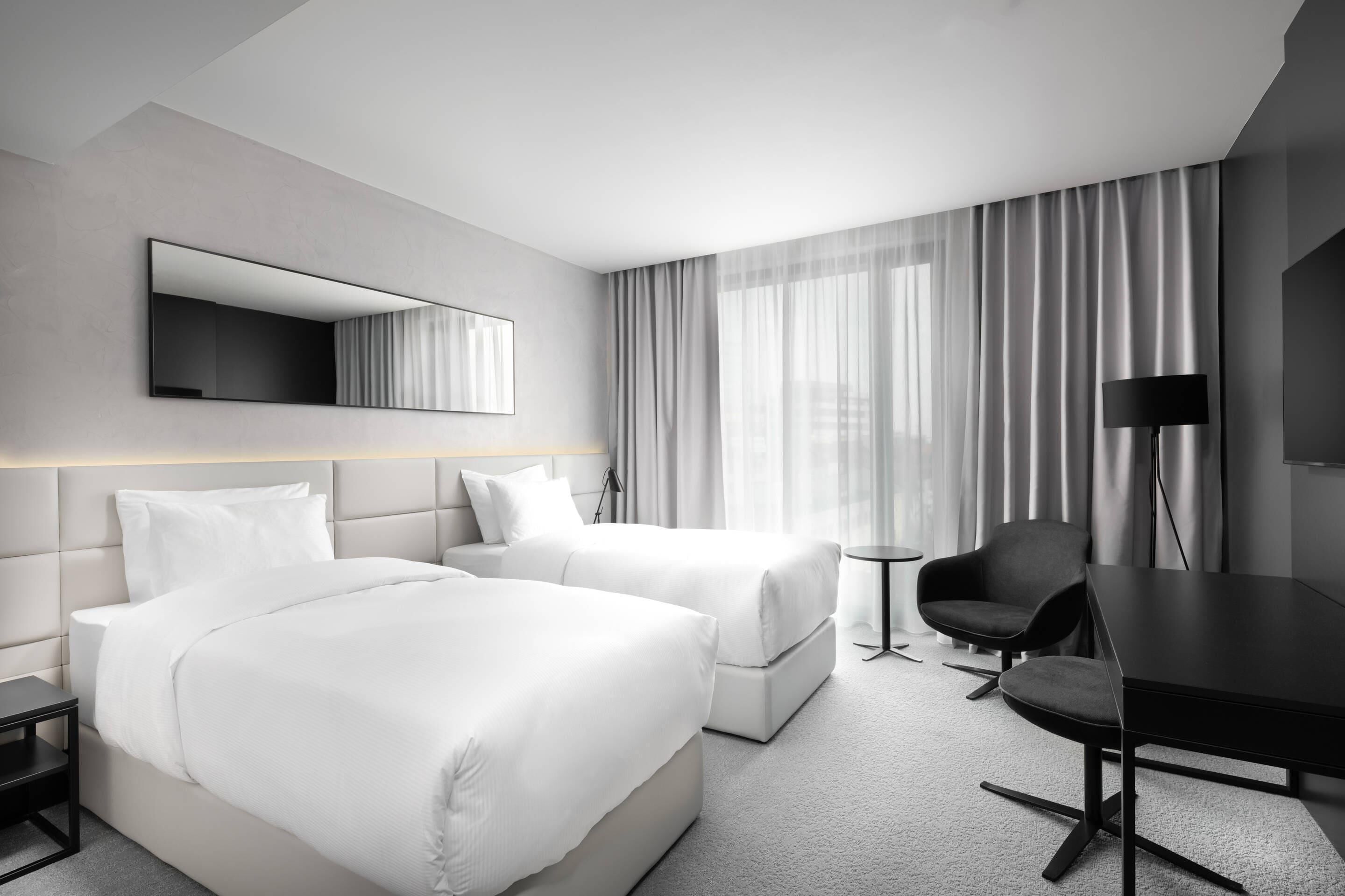 Room, 2 Twin Beds, Non Smoking | In-room safe, desk, blackout drapes, soundproofing