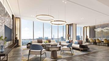 Suite presidencial, 1 cama King size | Área de sala de estar