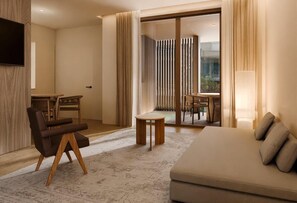 Suite, kolam renang pribadi | Area keluarga | TV