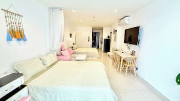 Executive Apartment, Multiple Beds, Balcony, Pool View | Free minibar, desk, laptop workspace, blackout curtains