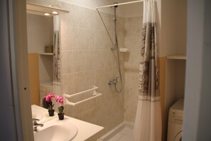 Shower, hair dryer, bidet - Gite Casteddu 2 with heated pool for lovers of peace and nature (San Gavino di Carbini)