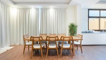 Villa, Balcony, Pool View | Dining