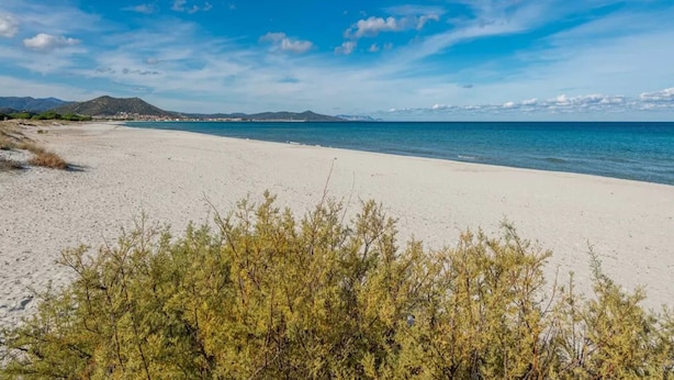 A beach with clear skies and distant mountains. - Home Thoughtfully Designed for the Comfort (Siniscola)