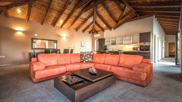 Smart-TV, Kamin, DVD-Player, Bücher