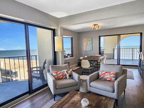 Living area - Direct oceanfront 2 bedroom, 2 bathroom corner condo! 94001304 (Ocean City)