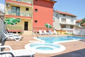 2 indoor pools, outdoor pool, open 8:30 AM to 7:00 PM, pool umbrellas