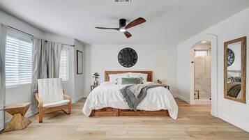 4 habitaciones, tabla de planchar con plancha, internet y ropa de cama