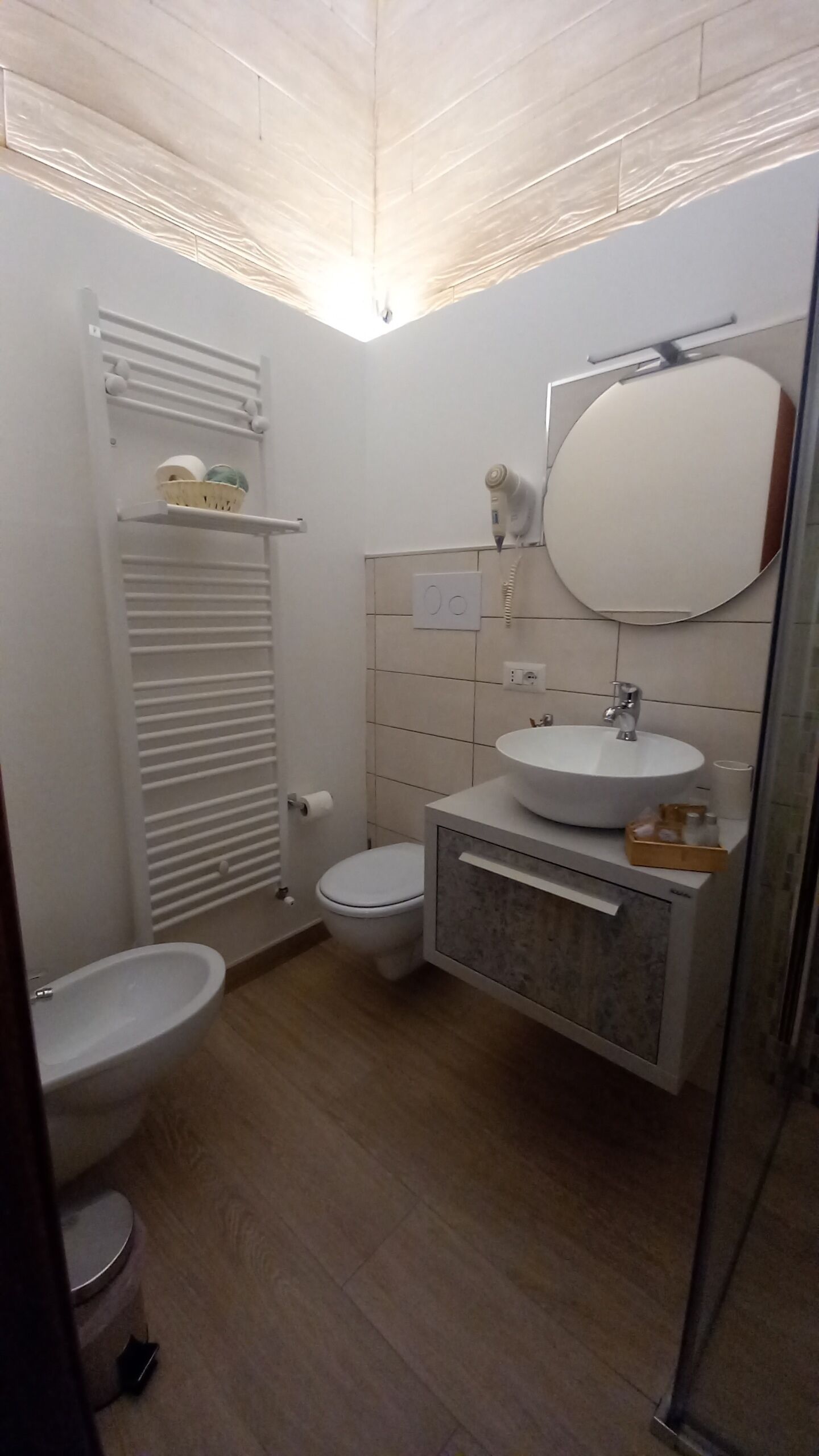 Bruser, hårtørrer, bidet, håndklæder