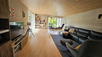 Vila, 3 quartos, acessível, terraço | Sala de estar | Livros