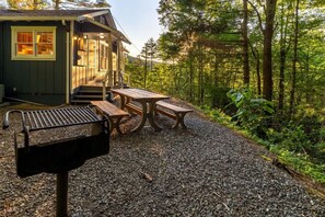 Outdoor dining - Awesome mountain view, sunsets, Bryson city, humming birds galore, Wi-Fi, great kitchen, close to all attractions, dog friendly (Bryson City)