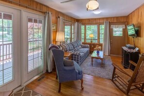 TV, fireplace, DVD player, table football - Awesome view, fire ring, sunsets, private, peaceful, birds galore. Dog friendly, Super clean, between NOC and Bryson, safe, biker friendly (Bryson City)