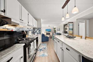 Fridge, microwave, oven, stovetop - Beachfront Condo with Direct Beach Access and Pool (Ocean City)