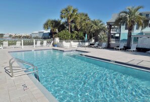 Outdoor pool, a heated pool - 6 BR House w Carriage house.Private pool, FREE BIKES,across the street to beach! (Panama City Beach)