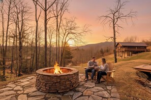 Property grounds - Mountain Bliss Cabin with Scenic Mtn Views and Pond (Spruce Pine)