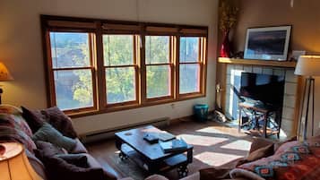 Televisión y chimenea